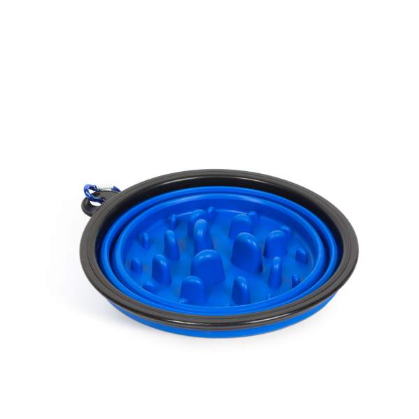 Yummie - Bol pliabil - pentru hrănire lentă - albastru - 1000 ml