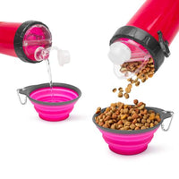 Bol pentru hrănire animale companie + recipient hrană - roz