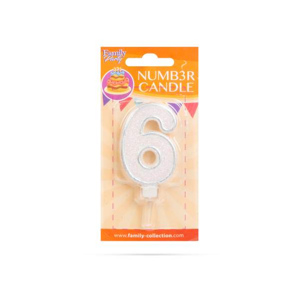 Lumânare pentru tort în forma cifrei 6