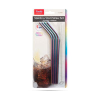 Set paie pentru băuturi - inox - titan curcubeu - 215 x 6 mm - 5 bucăți