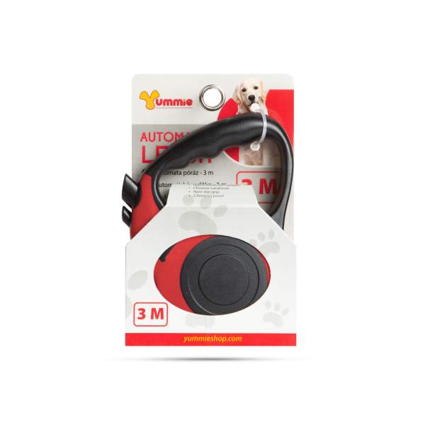 Lesă automată - 3 m - roșie