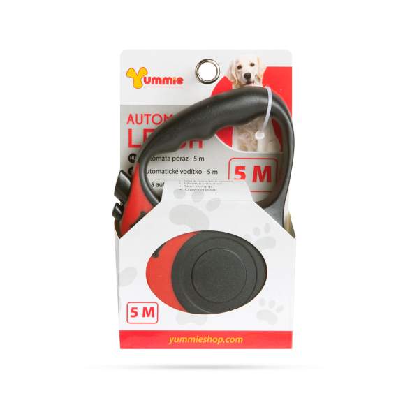 Lesă automată - 5 m - roșie