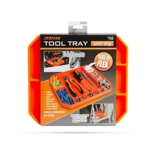 HANDY - Tavă cauciuc pentru unelte, cu compartimente şi riglă - 26 x 23,5 x 2,5 cm