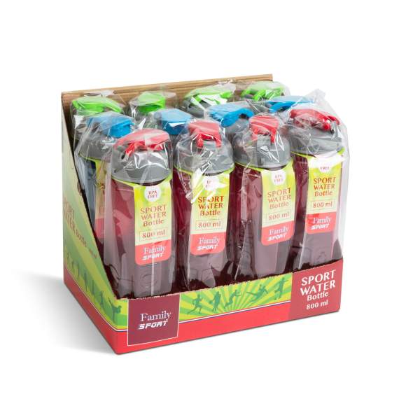 Resigilat - Sticlă sport - plastic, transparent - 800 ml - 3 culori