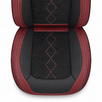Huse auto premium 5 locuri Carguard Deluxe piele ecologică perforată și textil - roșu închis - negru