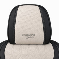 Huse auto premium 5 locuri Carguard Deluxe piele ecologică perforată - negru - crem