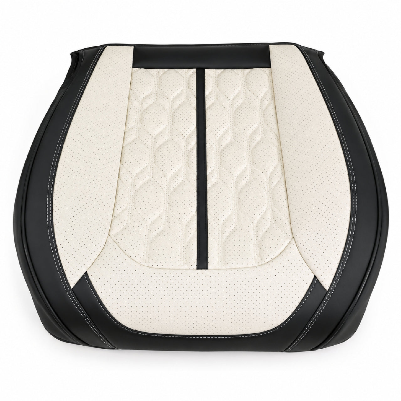 Huse auto premium 5 locuri Carguard Deluxe piele ecologică perforată - negru - crem