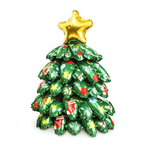 Balon de Crăciun 3D - 360° - folie aluminiu - brad - 38 x 34 cm