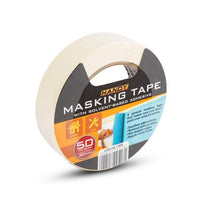 Bandă de mascare - cu adeziv pe bază de solvent - 50 m x 30 mm - albă