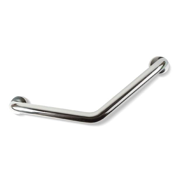 Bară de sprijin baie înclinată 45° – oțel inoxidabil cromat – 25 + 25 cm – max 200 kg