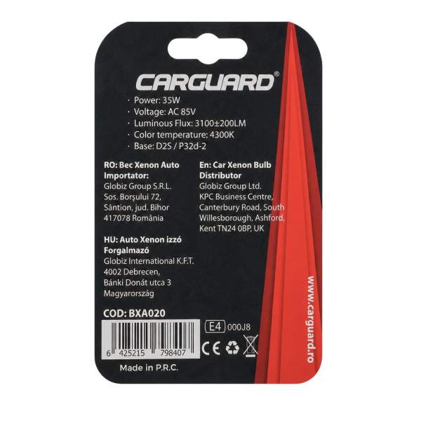Bec Auto Xenon CARGUARD D2S 4300K