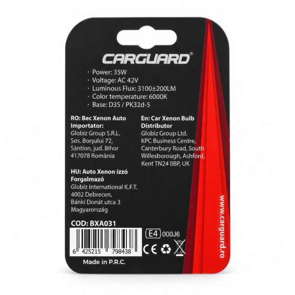 Bec Auto Xenon CARGUARD D3S 6000K