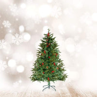 Brad artificial – 120 cm – PE/PVC – cu bobițe roșii