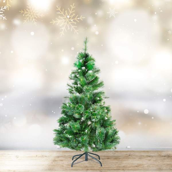 Brad artificial – 150 cm – cu ramuri dese – PVC – înzăpezit