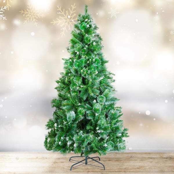 Brad artificial – 210 cm – argintiu cu ramuri dese – PVC – înzăpezit