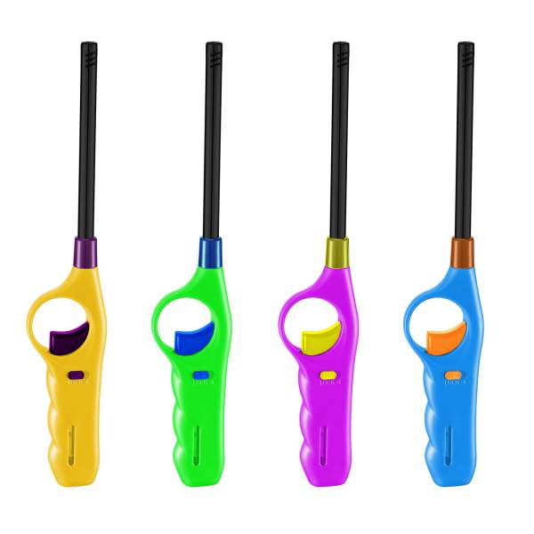Brichetă pe gaz - reincarcabilă - culori multiple - 27 cm - 16 buc/ display