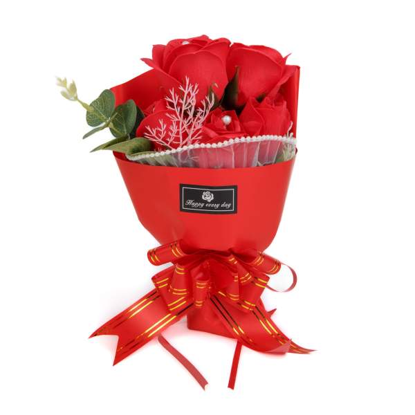 Buchet decorativ cu trandafiri în cutie cadou - 23 x 16 x 8 cm