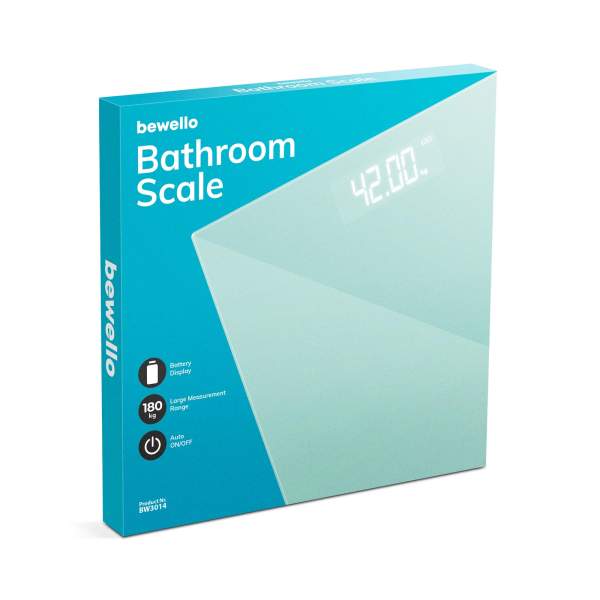 Cantar - 180 kg - baterie - sticla - albastru deschis