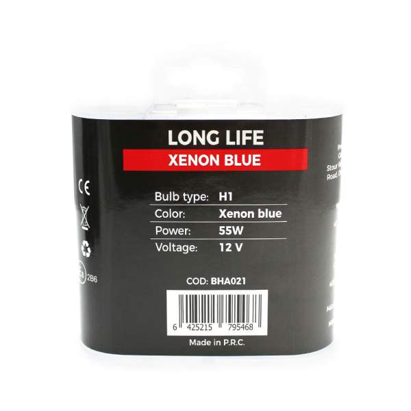 Set de 2 becuri Halogen H1 +100% Intensitate - LONG LIFE - CARGUARD