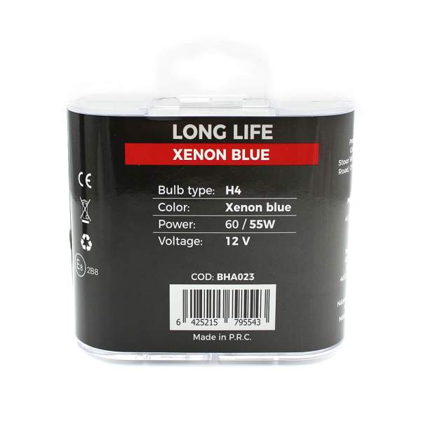 Set de 2 becuri Halogen H4 + 100% Intensitate - LONG LIFE - CARGUARD