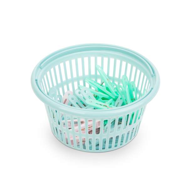 Set cârlige de rufe cu coș pentru depozitare - 24 buc.