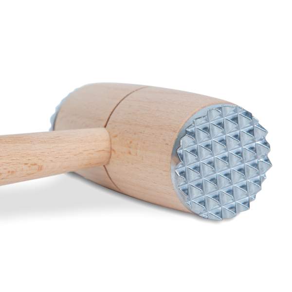 Ciocan de carne din lemn - cu inserție metalică - 29 cm