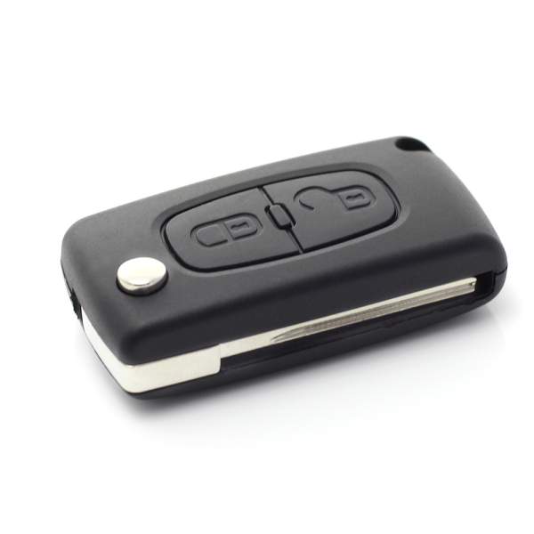 Citroen / Peugeot 407 - Carcasa tip cheie briceag cu 2 butoane, lama HU83-SH2 cu suport baterie