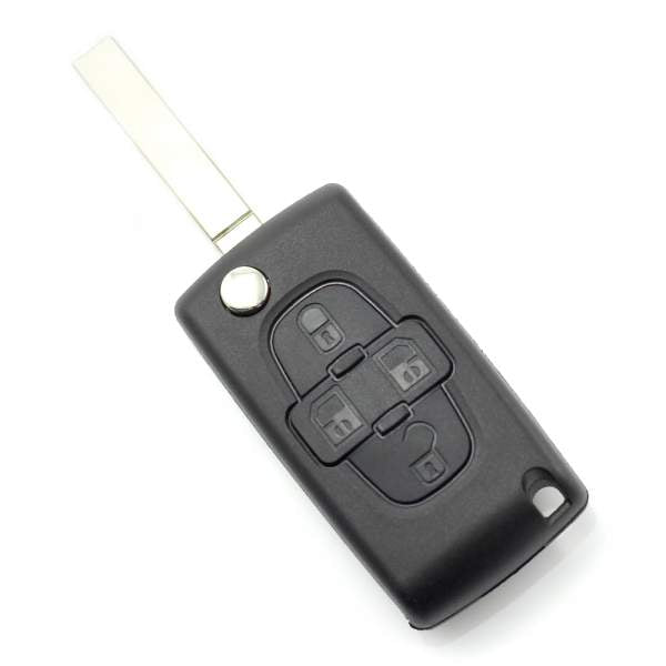 Citroen / Peugeot - Carcasa tip cheie briceag cu 4 butoane si suport baterie