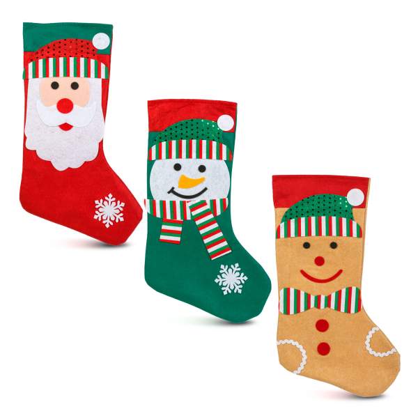 Cizmă decorativă de Crăciun – textil – 42 x 24,5 cm – 3 modele (Moș Crăciun, om de zăpadă, ren)