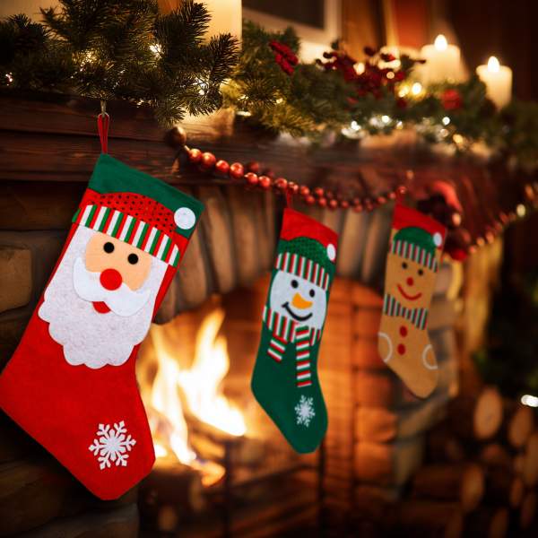 Cizmă decorativă de Crăciun – textil – 42 x 24