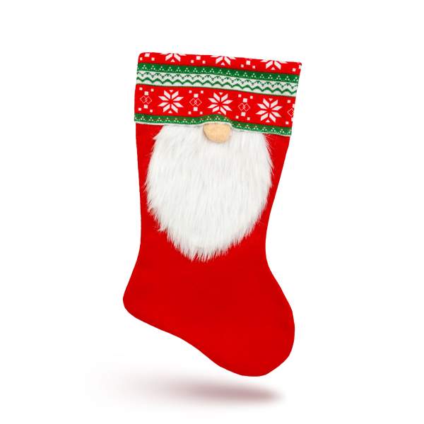 Cizmă decorativă de Crăciun – textil – 45 cm – model spiriduș (2 variante)