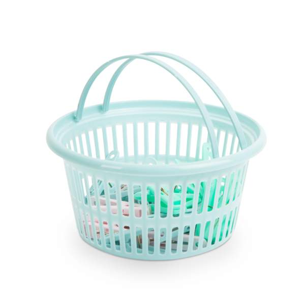 Set cârlige de rufe cu coș pentru depozitare - 24 buc.