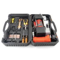 Compresor auto Carguard Heavy-Duty dublu cilindru – 50 L/min – 150 PSI – LED + kit reparație anvelope