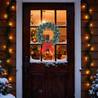 Coroniță decorativă pentru ușă – cu fundă roșie