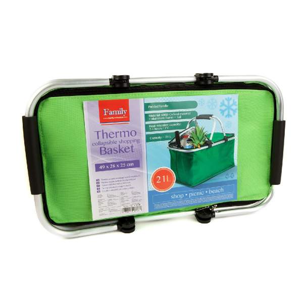 Coș de cumpărături termoizolant pliabil – 49 x 28 x 25 cm – 21 L – verde