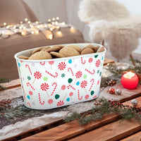 Coș decorativ din metal – model bastonașe dulci (candy cane) – 19 x 11