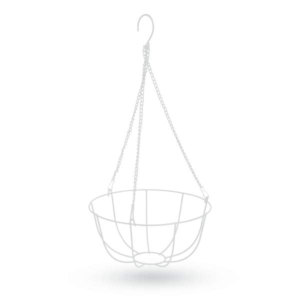 Coș metalic suspendat - pentru fixarea ghivecelor de flori - 25 cm - alb