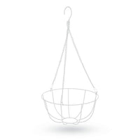 Coș metalic suspendat - pentru fixarea ghivecelor de flori - 25 cm - alb