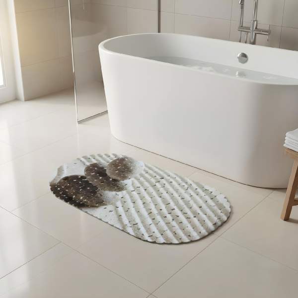 Covoraș antiderapant cadă/duș – model piatră gri – 69 × 35 cm