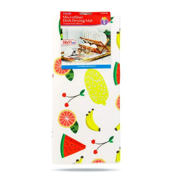 Covoraș de uscare vase din microfibră - 38 x 51 cm - model cu fructe tropicale