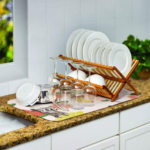 Covoraș de uscare vase din microfibră - 38 x 51 cm - model cu fructe tropicale