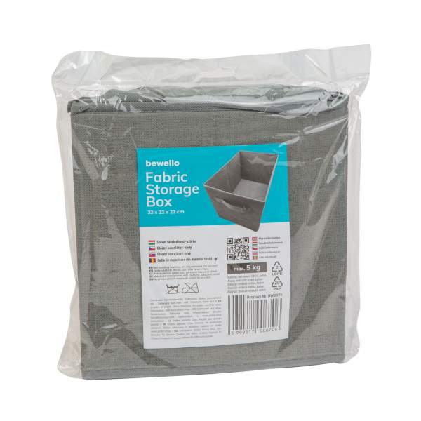 Cutie depozitare stofa - 32 x 22 x 22 cm - gri