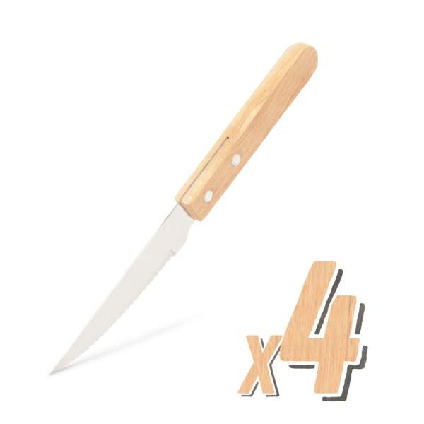 Cutite grătar - 4 buc - cu maner din lemn
