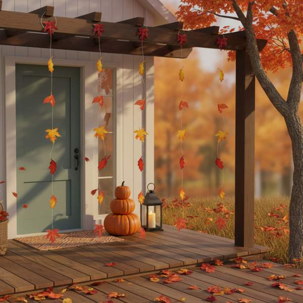 Decor de toamnă – ghirlandă cu frunze căzătoare