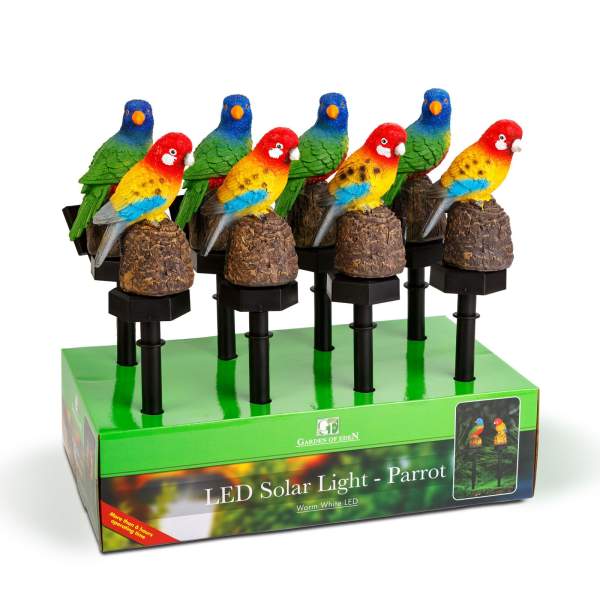 Decor solar - papagal - 1 LED alb cald - 8 x 60 x 41 cm