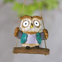 Decor solar suspendat - bufniță - 2 LED albe - 10 x 6 x 28 cm