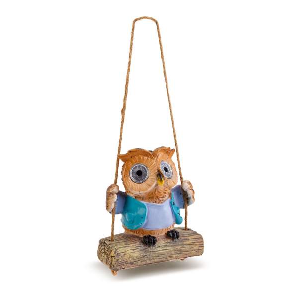 Decor solar suspendat - bufniță - 2 LED albe - 10 x 6 x 28 cm