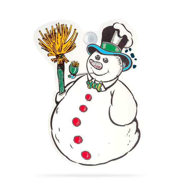 Decorațiune de fereastră – formă om de zăpadă – cu ventuză – 30 x 29 cm – alb