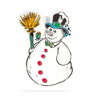 Decorațiune de fereastră – formă om de zăpadă – cu ventuză – 30 x 29 cm – alb