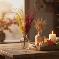 Decorațiune de toamnă – 40 cm – 2 modele – sclipici – galben și bordo